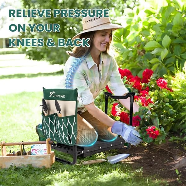 Heavy-Duty Garden Kneeler with Tool Bags and Widened Kneeling Pad