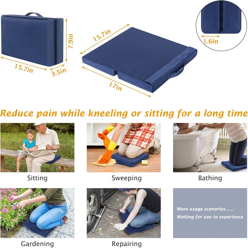 Upgraded Garden Kneeler and Seat with Detachable Pad and Tool Pouches