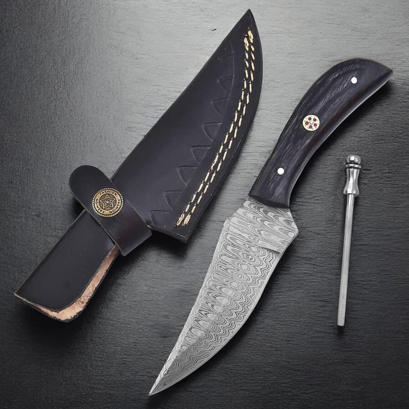 Custom Handmade Damascus Steel Bushcraft Knife - 8