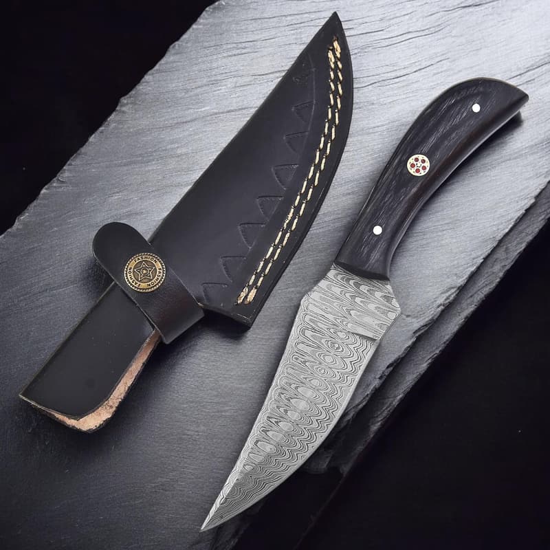 Custom Handmade Damascus Steel Bushcraft Knife - 8