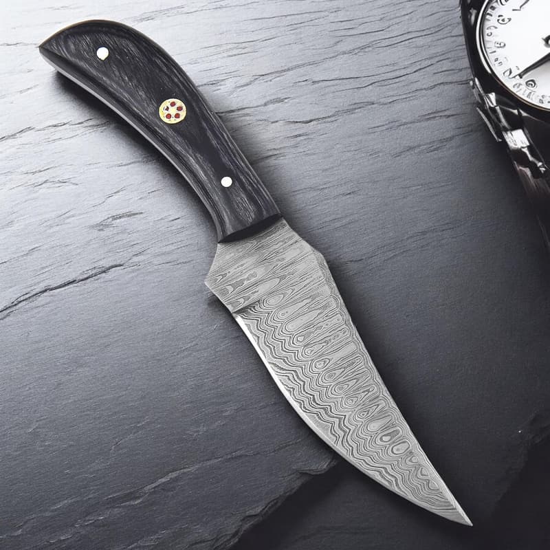 Custom Handmade Damascus Steel Bushcraft Knife - 8