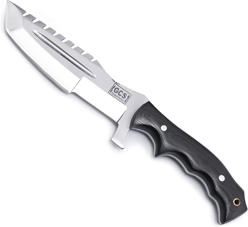 Handmade D2 Steel Hunting Knife with G10 Handle & Leather Sheath