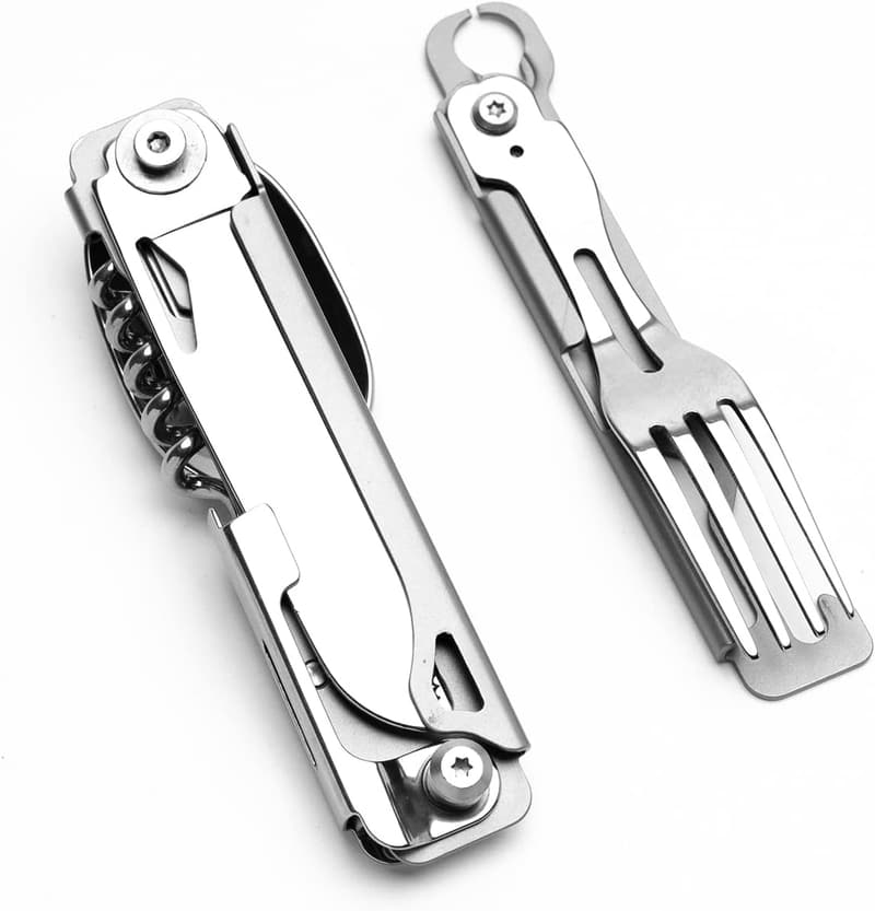 Compact 4-in-1 Stainless Steel Camping Utensil Multi-Tool