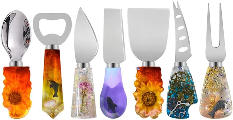 7-Piece Stainless Steel Tableware Set with Epoxy Resin Handles