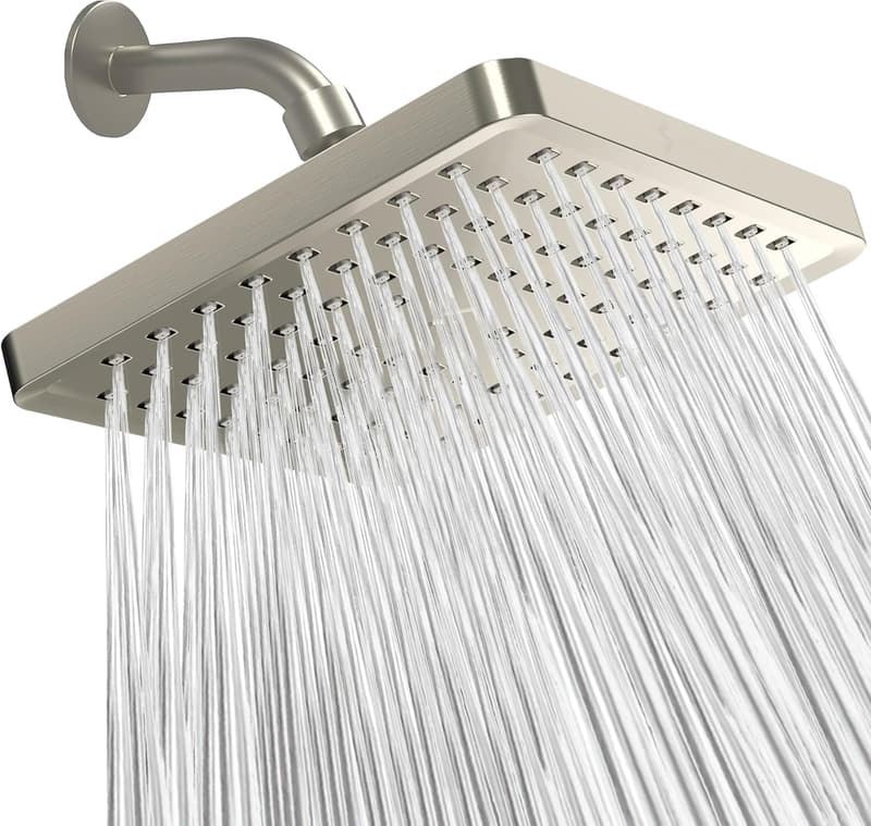 High-Pressure Rain Shower Head - 8-Inch Brushed Nickel