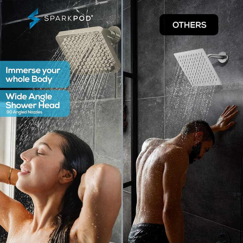 High-Pressure Rain Shower Head - 8-Inch Brushed Nickel