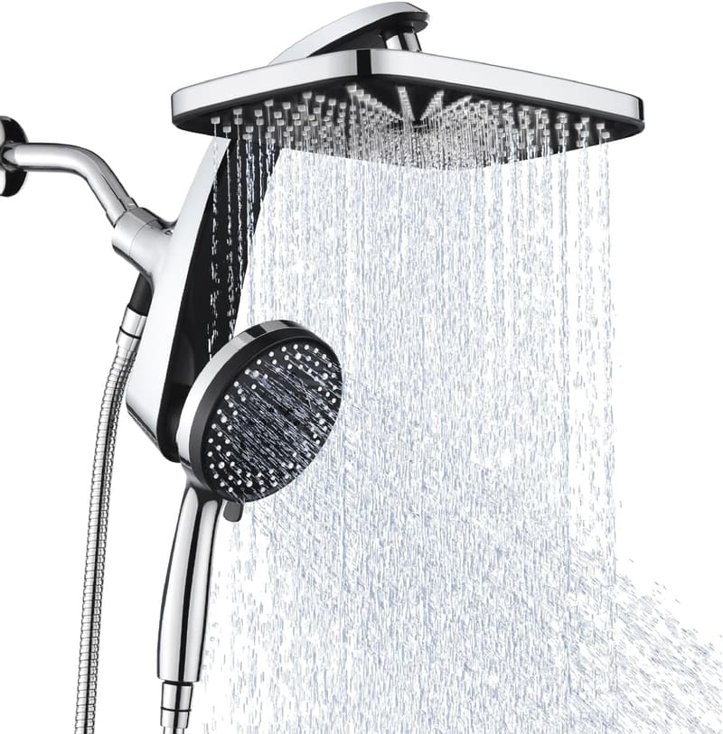 High-Pressure Dual Shower Head with Handheld Spray and Magnetic Docking