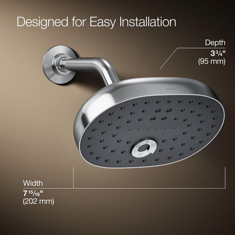 Kohler Polished Chrome Showerhead, 3 Functions, 2.5 GPM