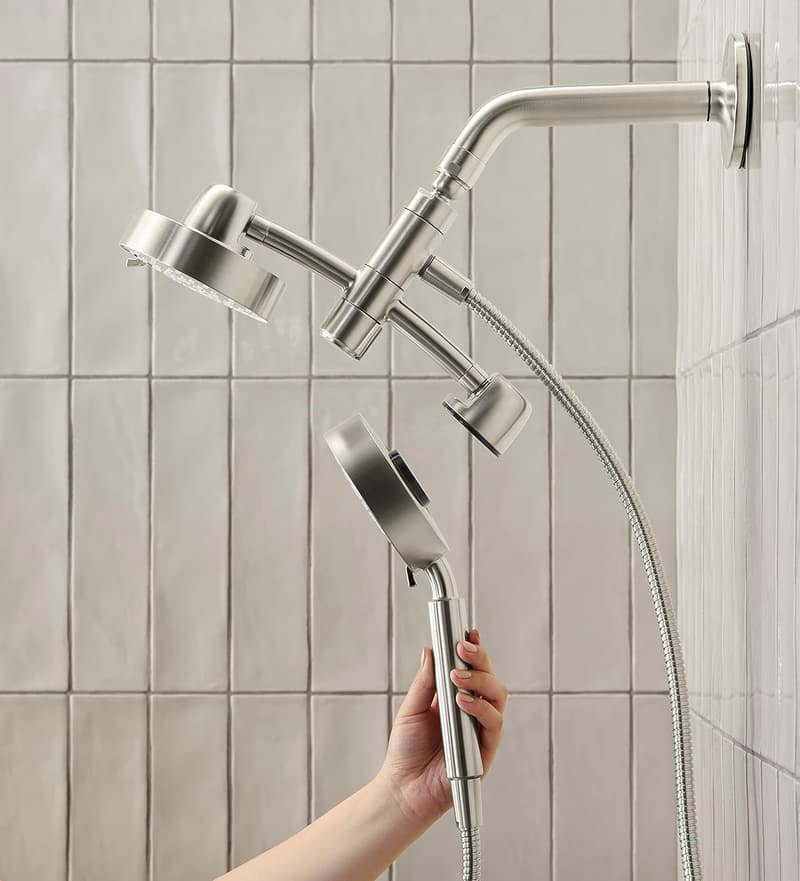 Purist Brushed Nickel 2-in-1 Shower Kit with Rotating Rail