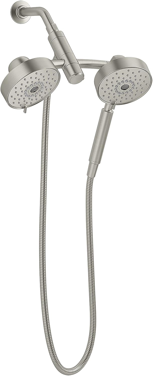 Purist Brushed Nickel 2-in-1 Shower Kit with Rotating Rail