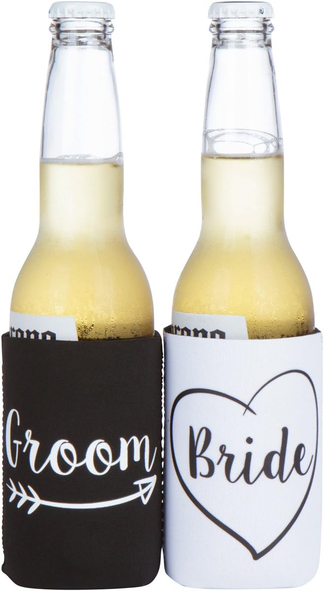 Engagement Gift: Bride & Groom Novelty Can Cooler Set