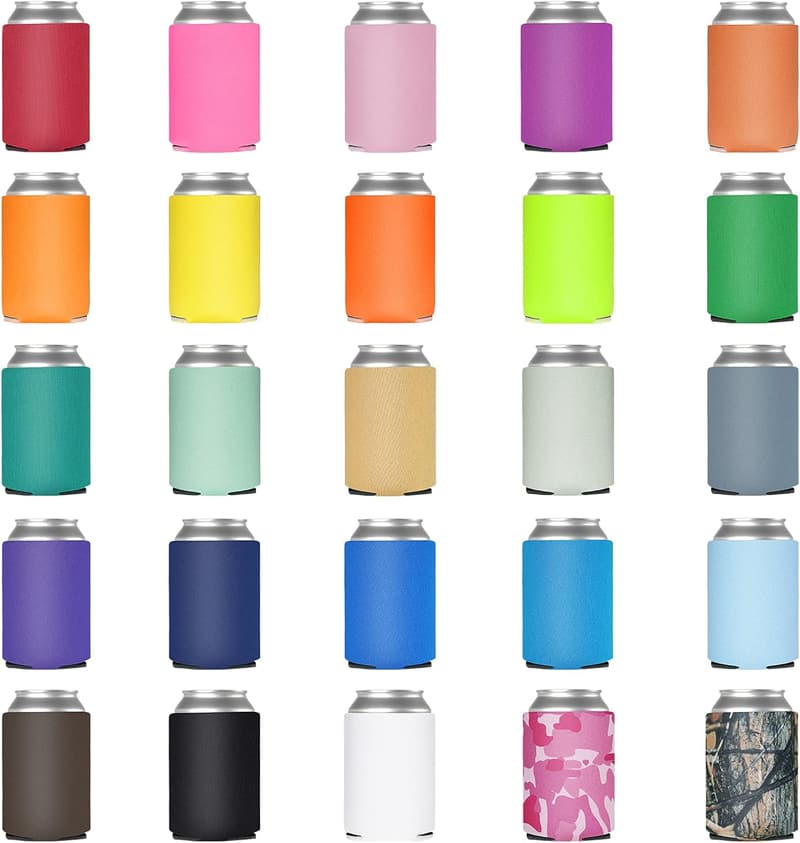50 Pack Reusable Beer Can Coolers - Insulated & Customizable