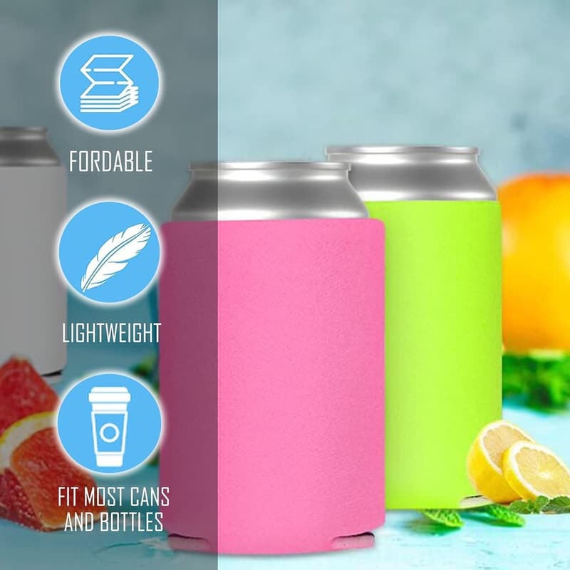 50 Pack Insulated Beer Can Sleeves - Reusable Cooler for Events