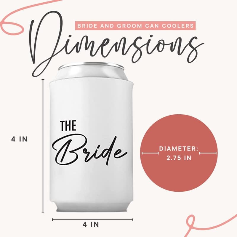 Couples Can Coolers Set - Bride & Groom Insulators for Weddings