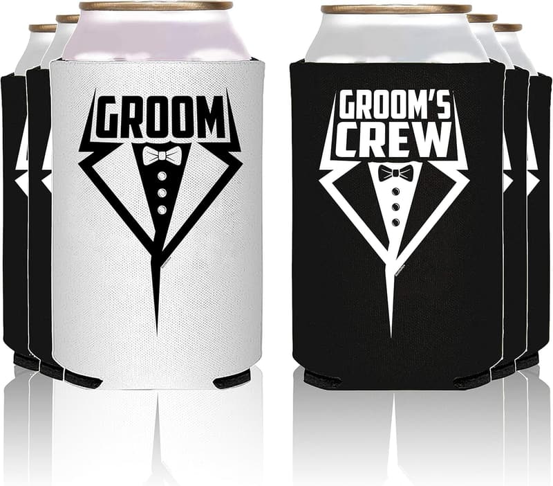 Groom's Crew Tuxedo Can Coolers - 6 Pack