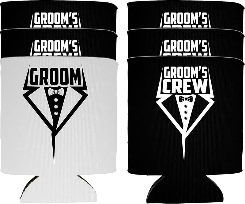 Groom's Crew Tuxedo Can Coolers - 6 Pack