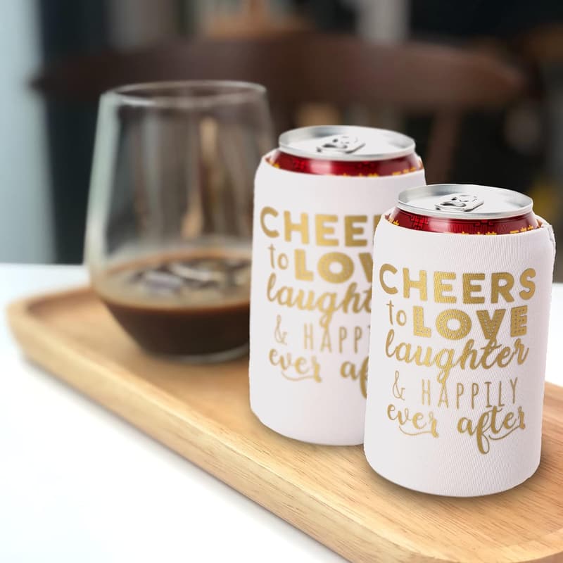 Wedding Can Cooler Set of 12 - Cheers to Love & Laughter
