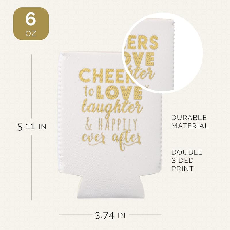 Wedding Can Cooler Set of 12 - Cheers to Love & Laughter