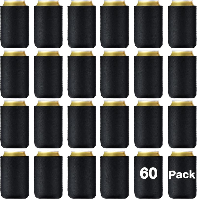 Collapsible Neoprene Can Cooler Sleeves - 60 Pack for Events