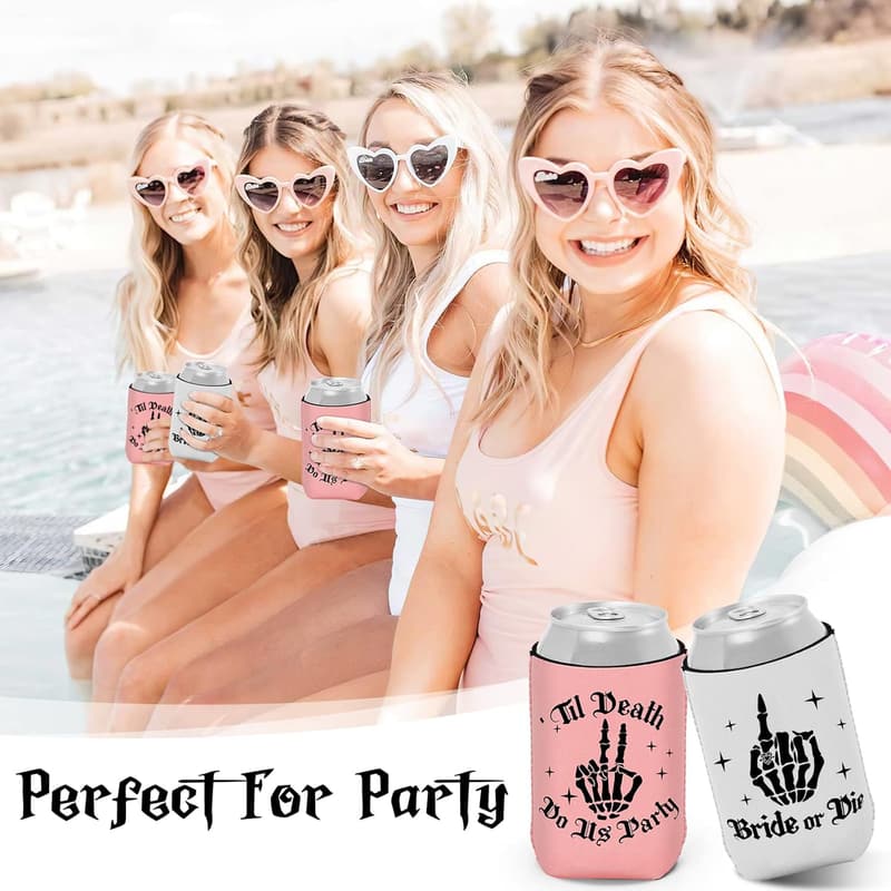 Bachelorette Party Beer Can Coolers - Gothic Skeleton Theme (12PCS)