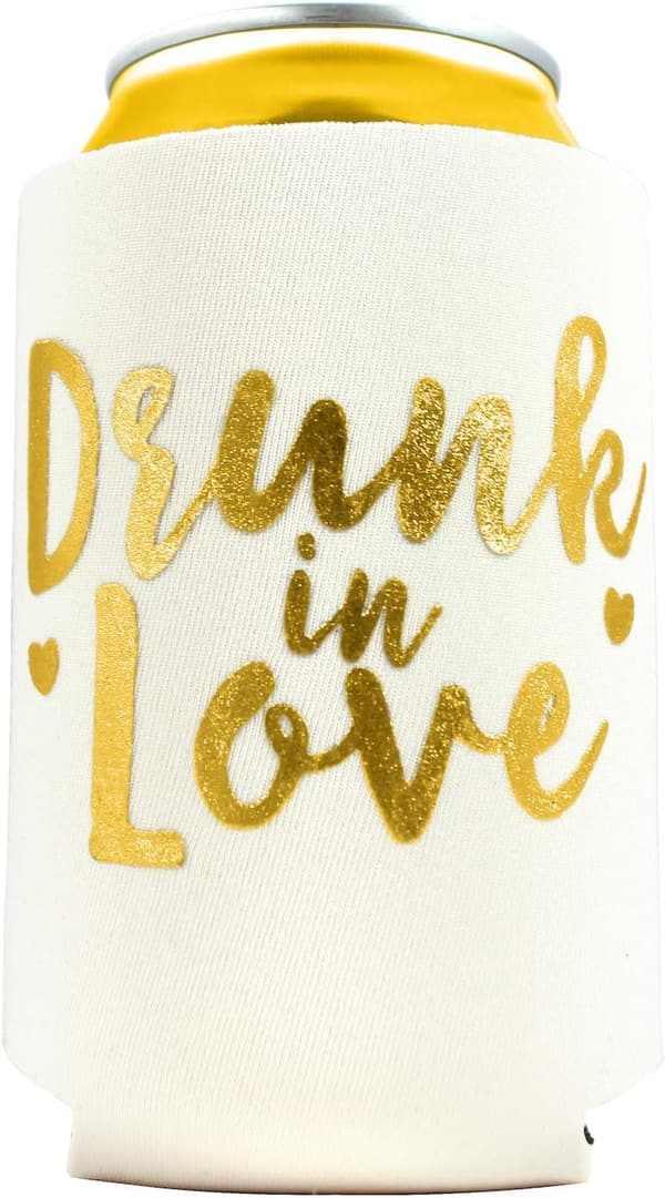 Bachelorette Party Can Coolers Set - Aqua & Gold (6-Pack)
