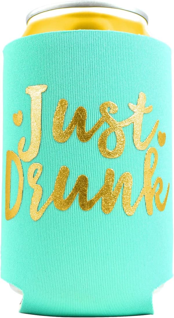 Bachelorette Party Can Coolers Set - Aqua & Gold (6-Pack)