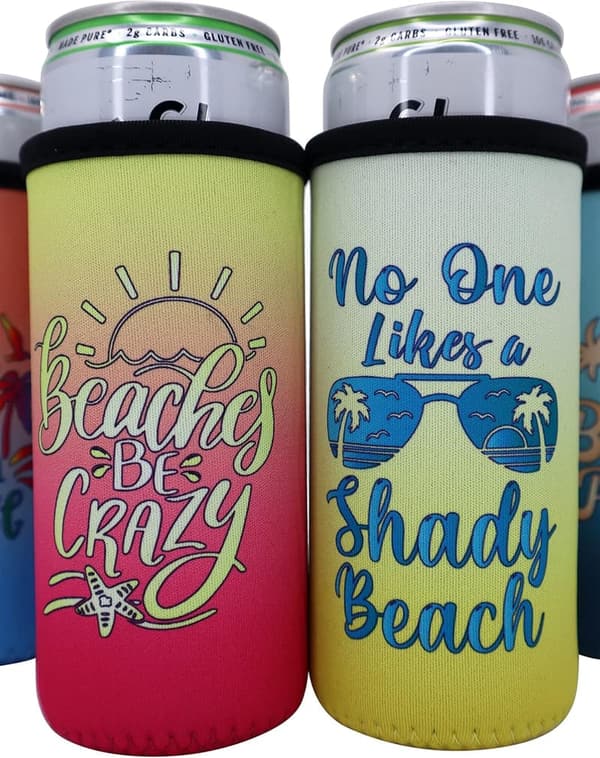 Funny Beach Can Coolers - 12oz Insulated Sleeves for Women