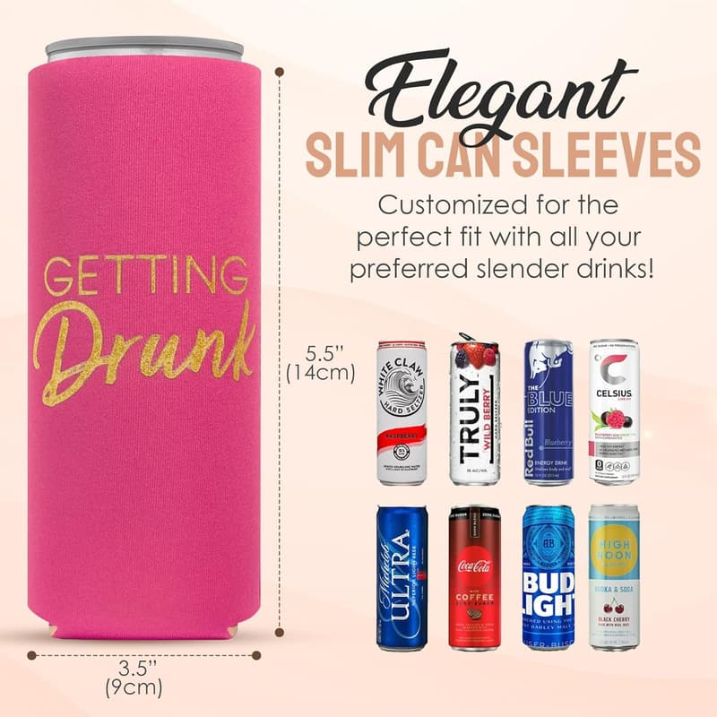 Bachelorette Party Neoprene Can Sleeves - 11 Pack in Pink & White