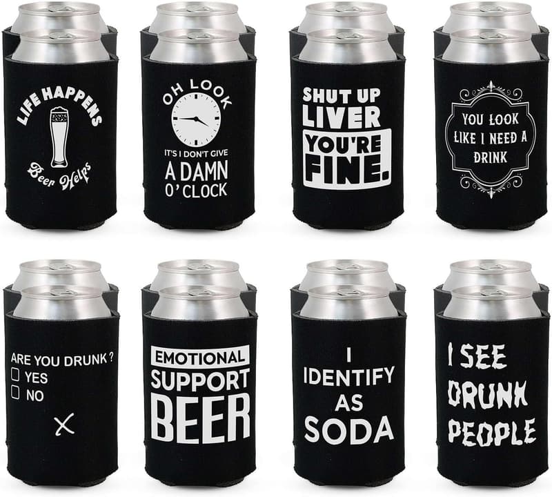Funny Insulated Beer Can Coolers - 16 Pack (Black)