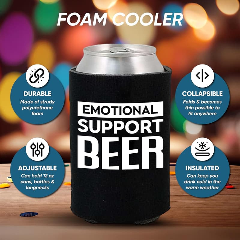 Funny Insulated Beer Can Coolers - 16 Pack (Black)