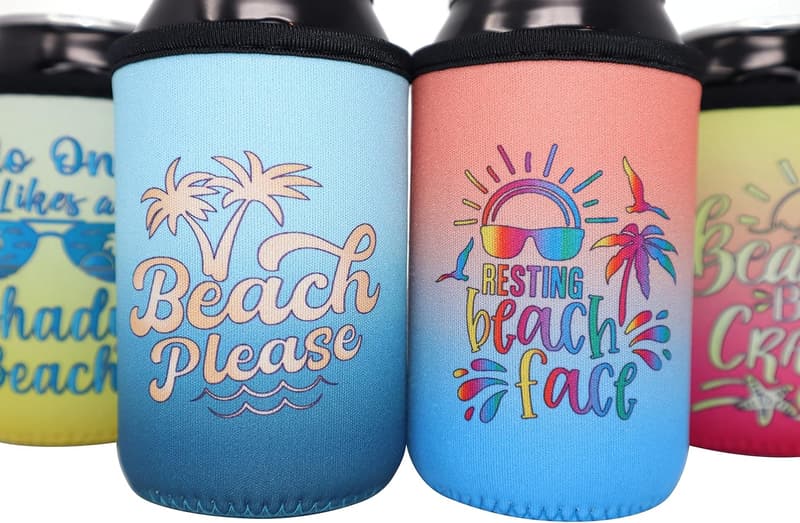 Beach Theme Insulated Can Coolers - 12oz Gifts for Women