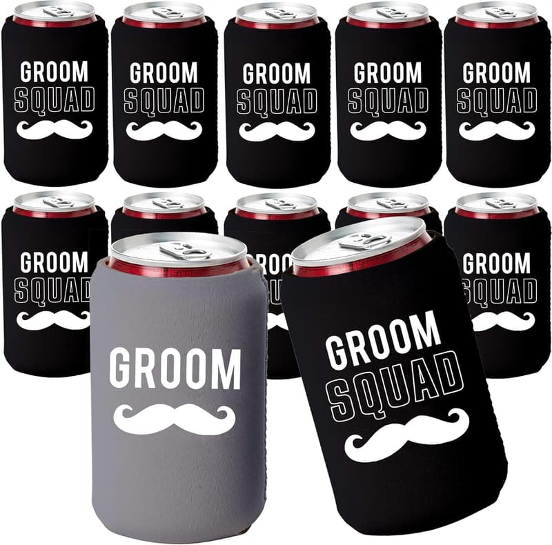 Groom Squad Can Coolers - Set of 12 Bachelor Party Favors