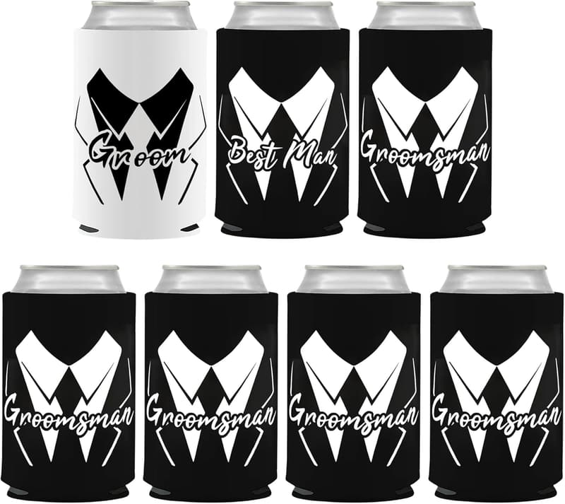 Groomsmen Can Cooler Set - 7 Pieces for Bachelor Parties