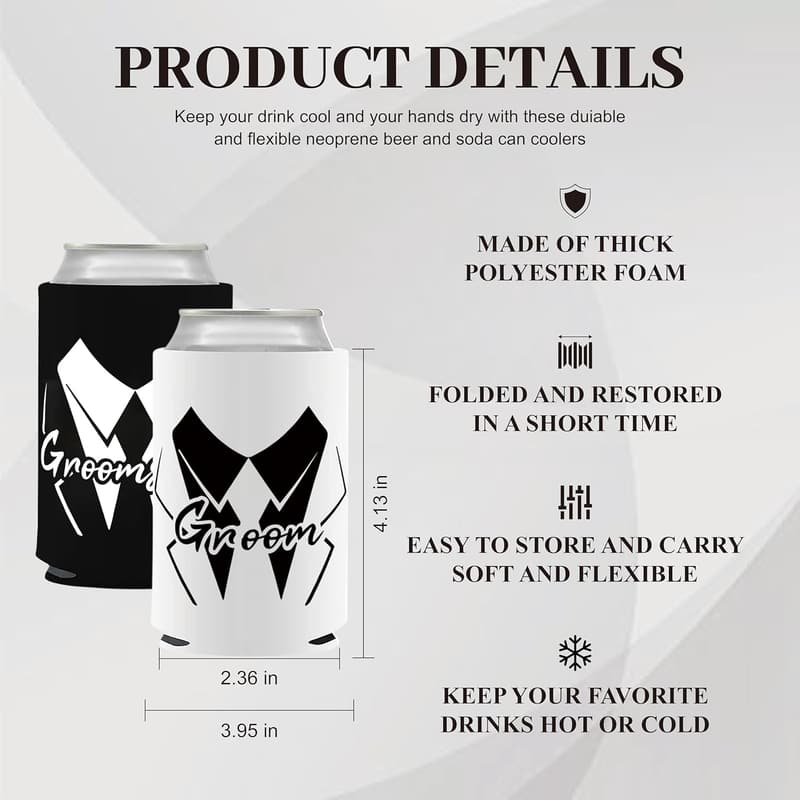 Groomsmen Can Cooler Set - 7 Pieces for Bachelor Parties