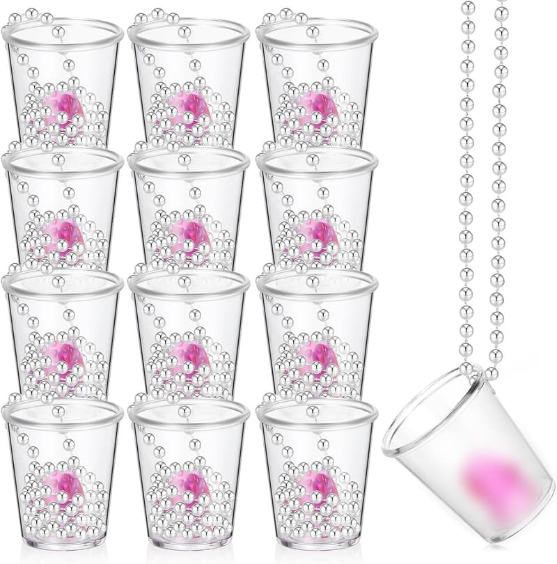 Bachelorette Party Shot Glasses with Bride Necklace Set