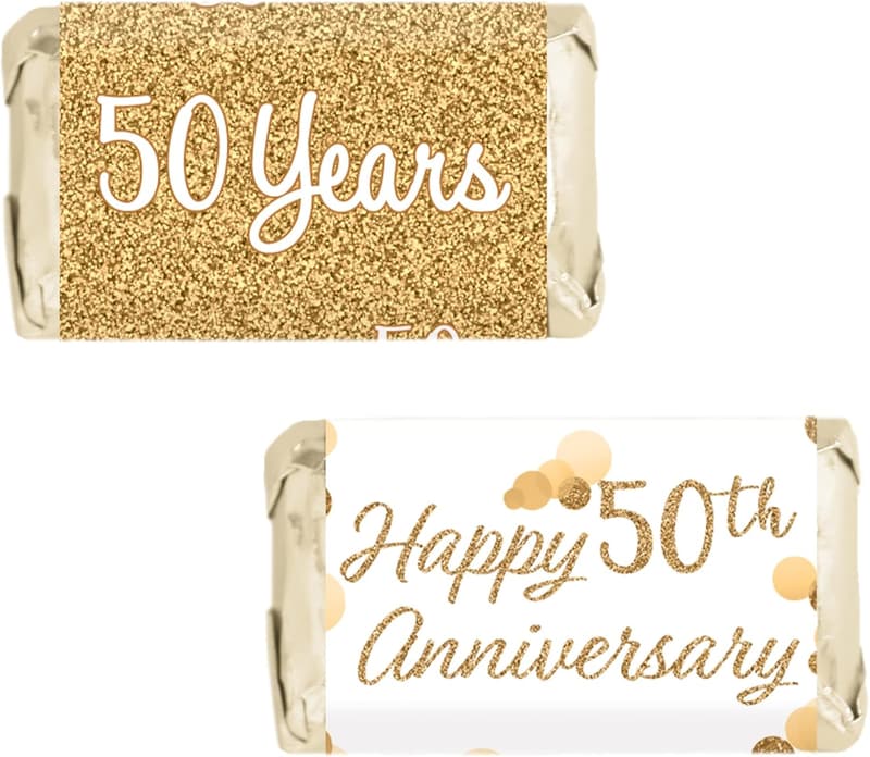 50th Anniversary Mini Candy Bar Wrappers – 45 Stickers