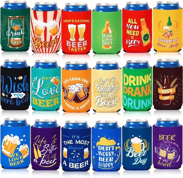 18 Pack Collapsible Beer Can Cooler Sleeves for Father's Day