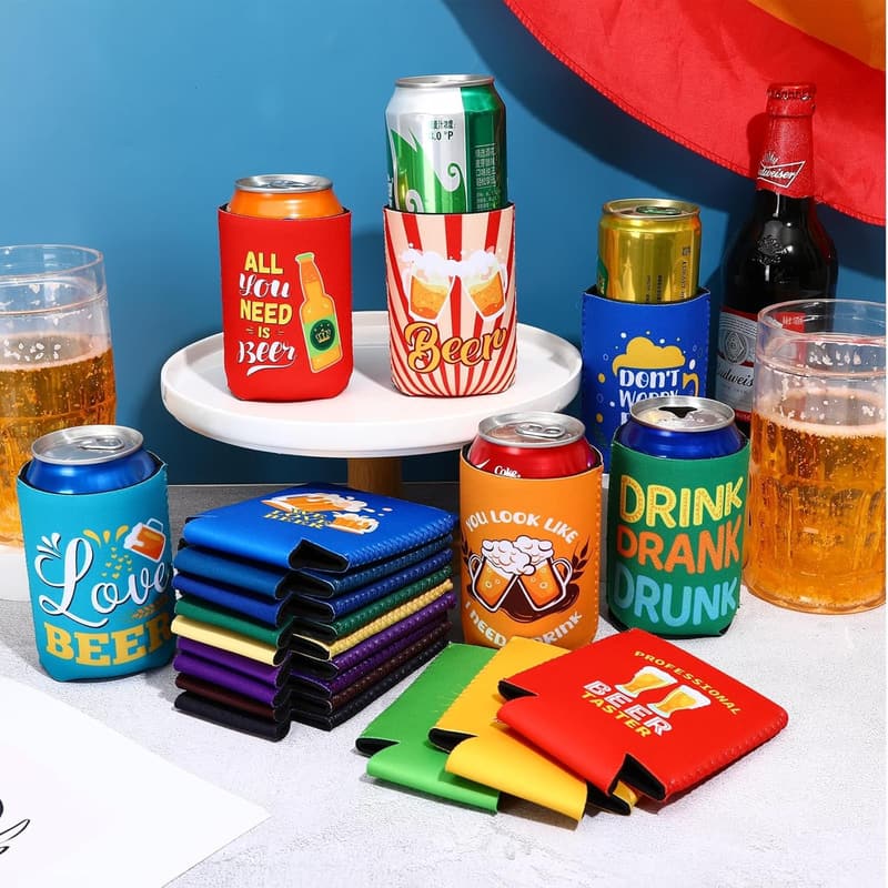 18 Pack Collapsible Beer Can Cooler Sleeves for Father's Day