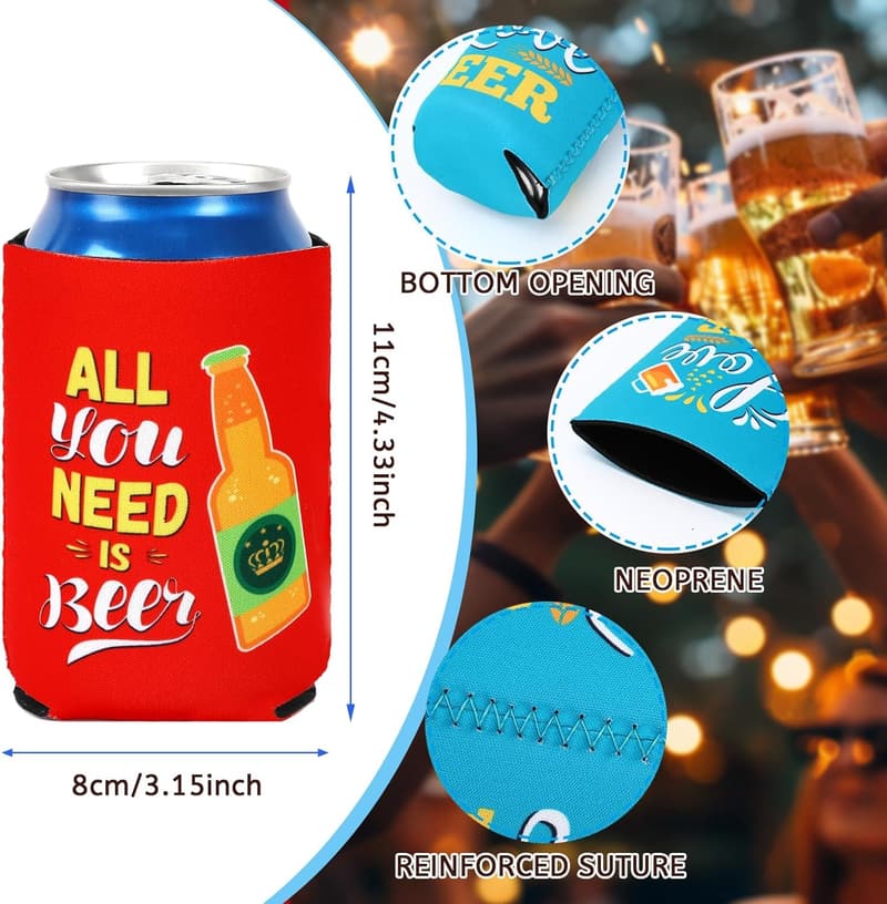 18 Pack Collapsible Beer Can Cooler Sleeves for Father's Day