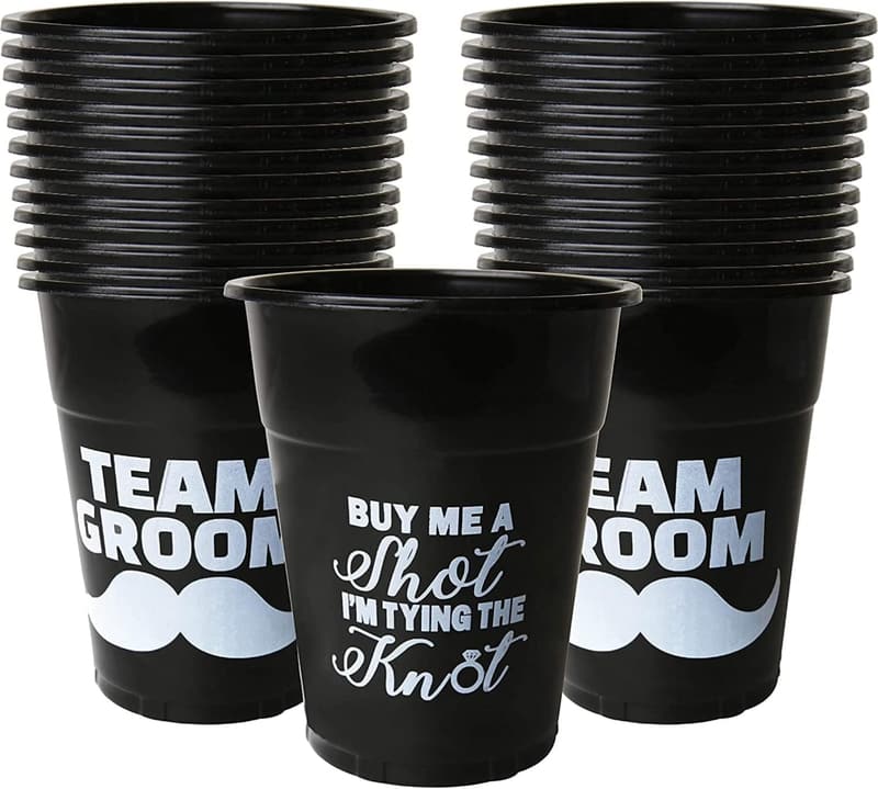 Team Groom Plastic Cups - Bachelor Party Supplies, Pack of 25