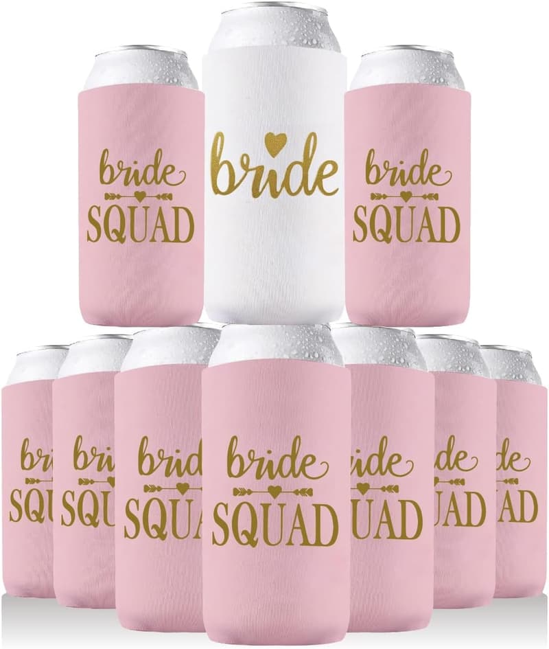 Bachelorette Party Slim Can Coolers - 10 Pack, Pink