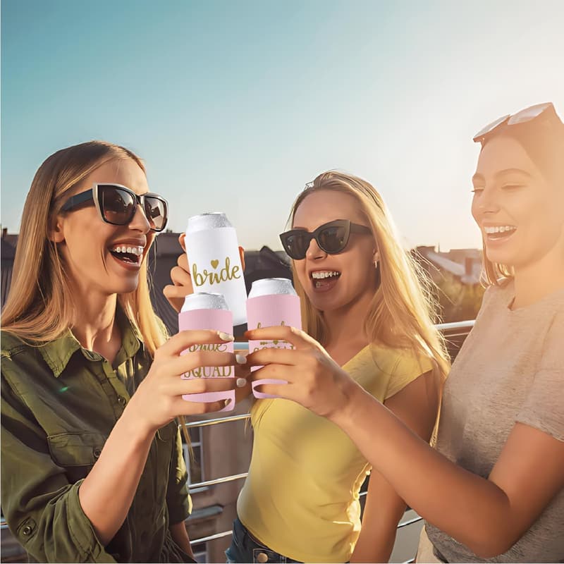 Bachelorette Party Slim Can Coolers - 10 Pack, Pink