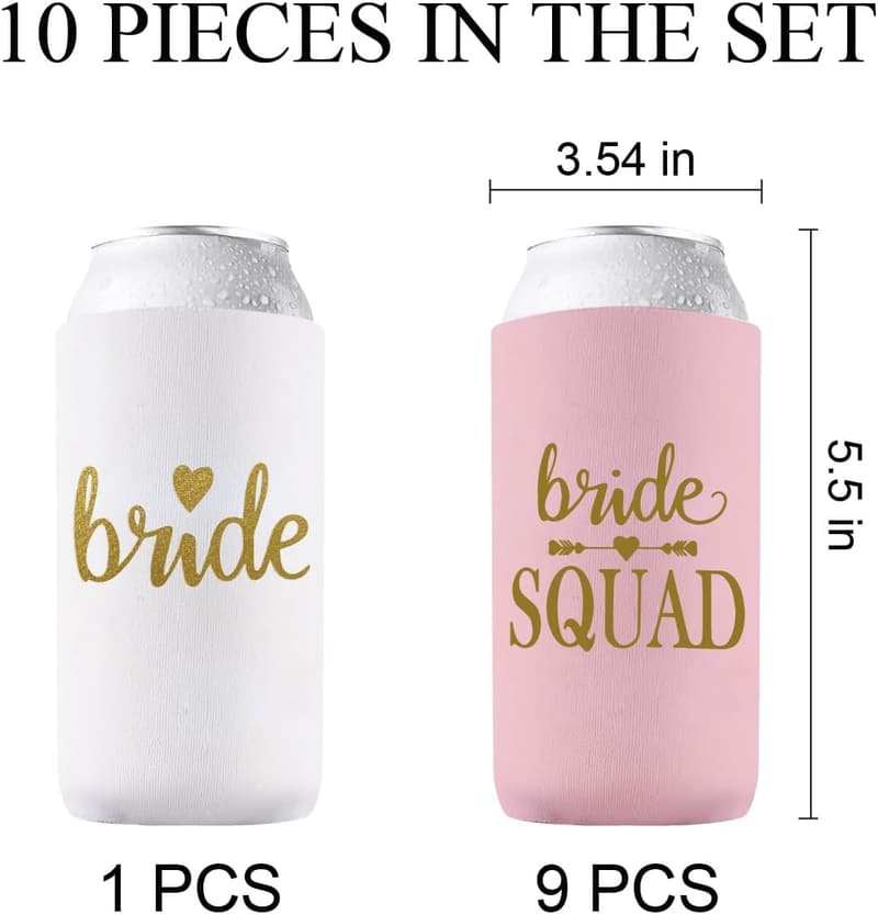 Bachelorette Party Slim Can Coolers - 10 Pack, Pink