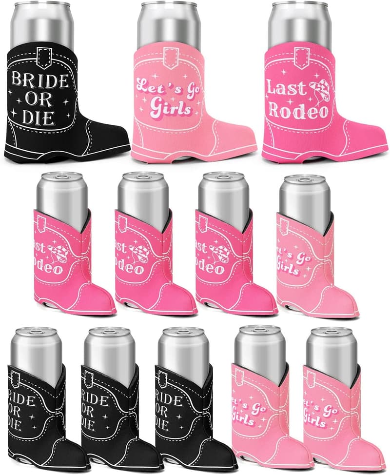 Bachelorette Party Cowgirl Boots Can Coolers - 12PCS Neoprene Insulators