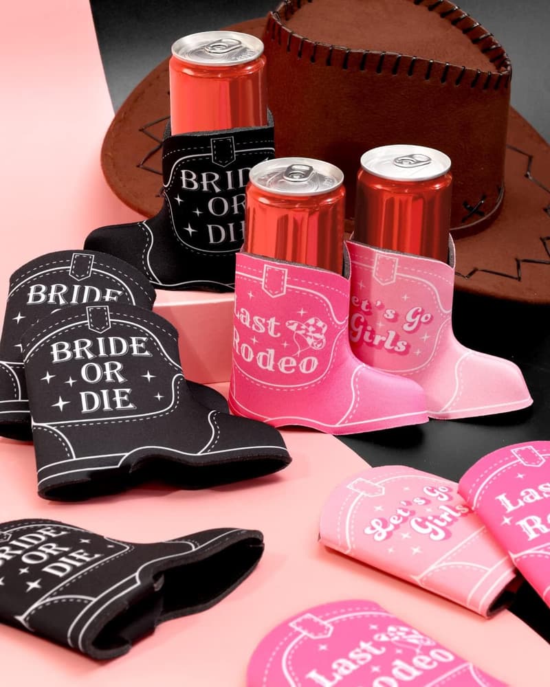 Bachelorette Party Cowgirl Boots Can Coolers - 12PCS Neoprene Insulators