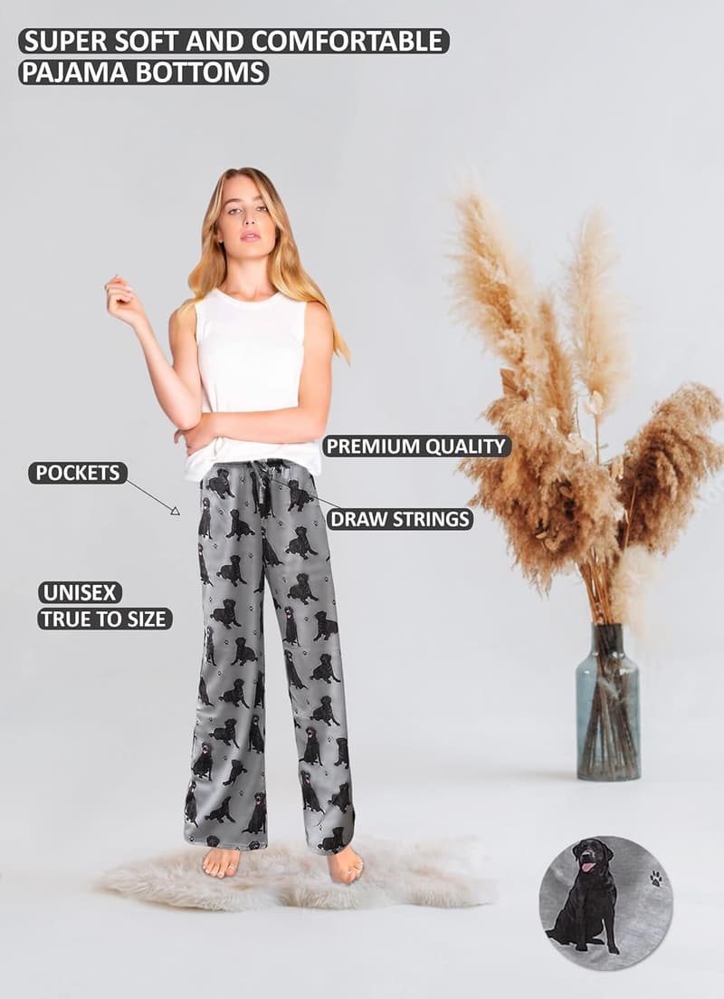 Black Lab Pajama Bottoms - Soft Cotton Blend for Dog Lovers