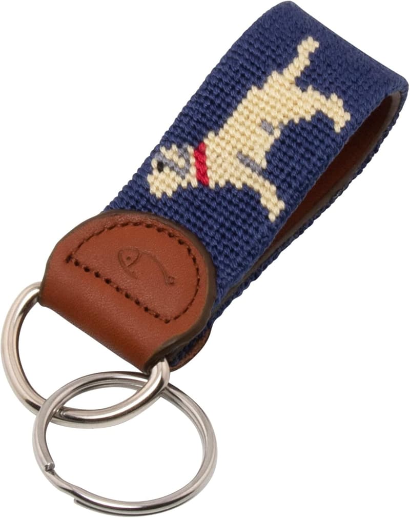 Handmade Leather Needlepoint Key Fob or Key Chain