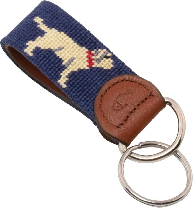 Handmade Leather Needlepoint Key Fob or Key Chain