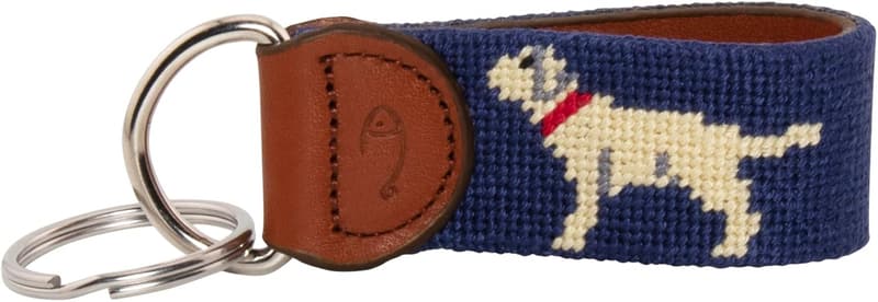 Handmade Leather Needlepoint Key Fob or Key Chain