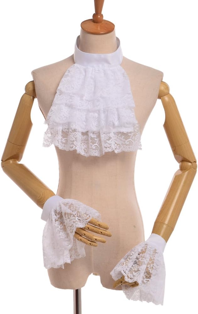 Colonial Lace Jabot Cuffs Set - Vintage Costume Accessory